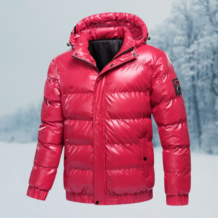 Drune | Stylische Glänzende Pufferjacke mit Kapuze für Herren