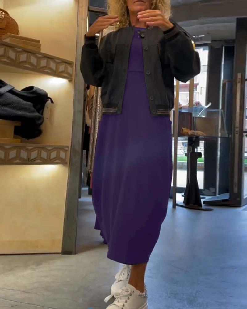Drune | Kleid mit Rundhalsausschnitt und Langen Ärmeln und Tasche