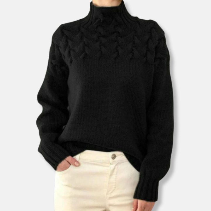 Drune | Wolle Hoher Hals Pullover Kabelstrick Entspannt Passform Pullover