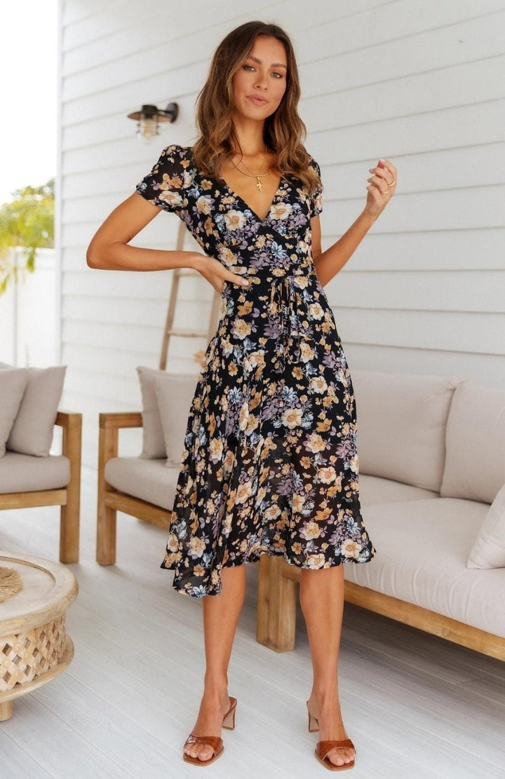 Drune | Kleid in Midi Länge, Ideal Für Frühling Und Den Täglichen Gebrauch