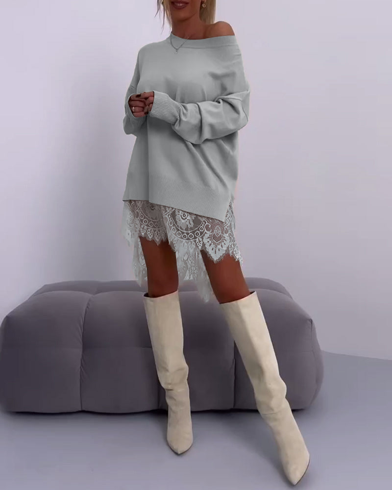 Drune | Einfarbiger Schulterfreier Schmaler Pullover