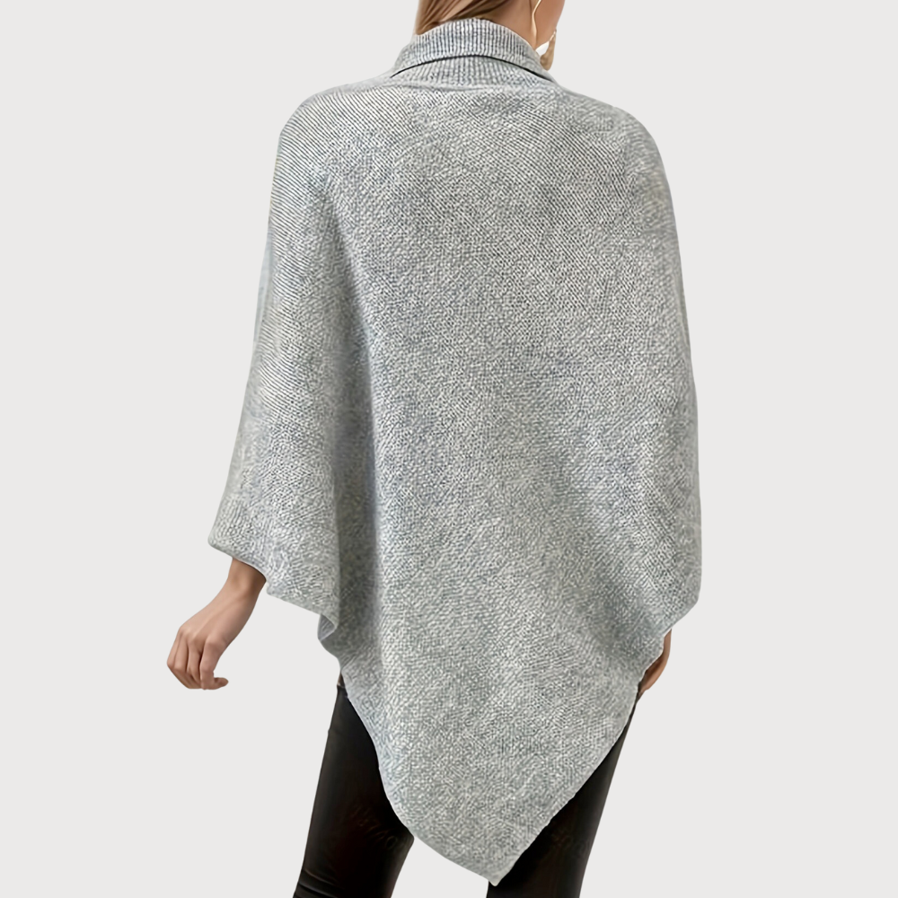Drune | Asymmetrischer Poncho mit Knöpfen Stricktextur Moderner Stil