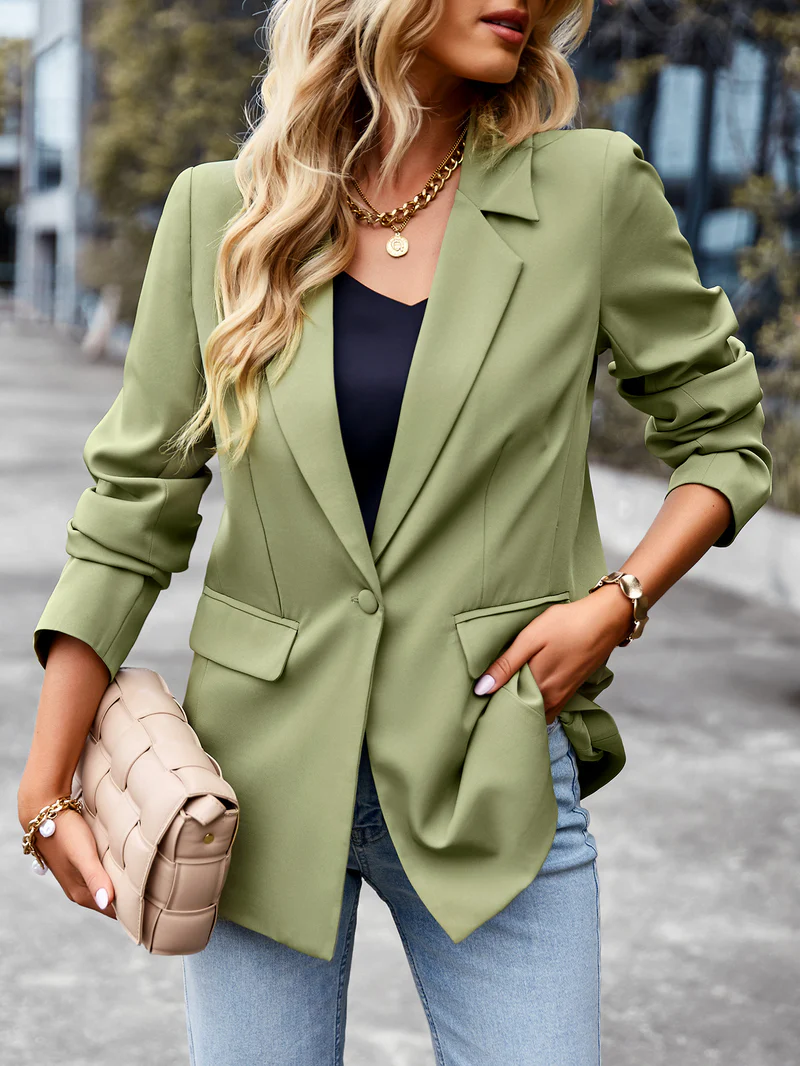 Drune | Damen Blazer mit Einem Knopf, Langen Ärmeln, Tailliertem Schnitt, Lässig Chic