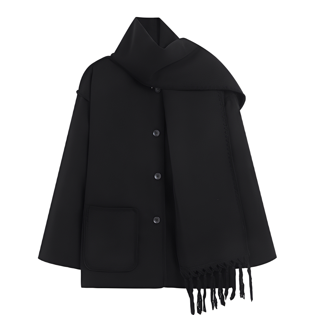 Drune | Elegante, locker geschnittene Damen-Wolljacke mit Schal