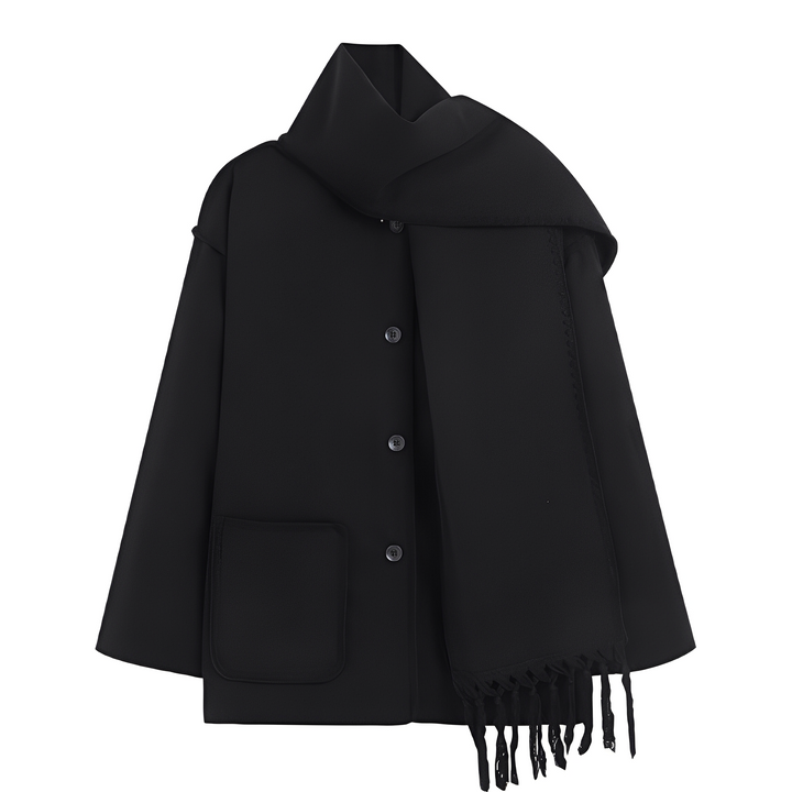 Drune | Elegante, locker geschnittene Damen-Wolljacke mit Schal