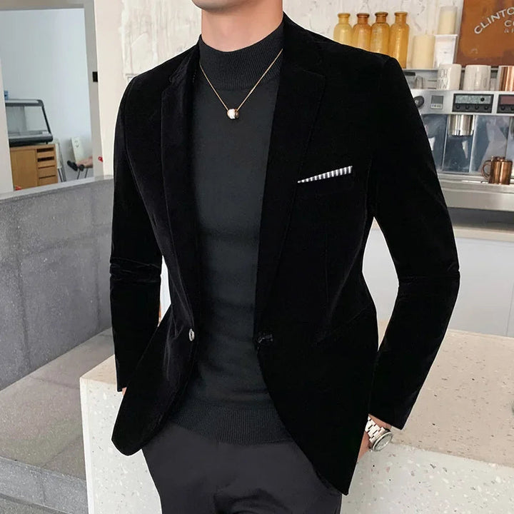 Drune | Slim Fit Luxuriöses Samt Einreiher Formeller Schnitt