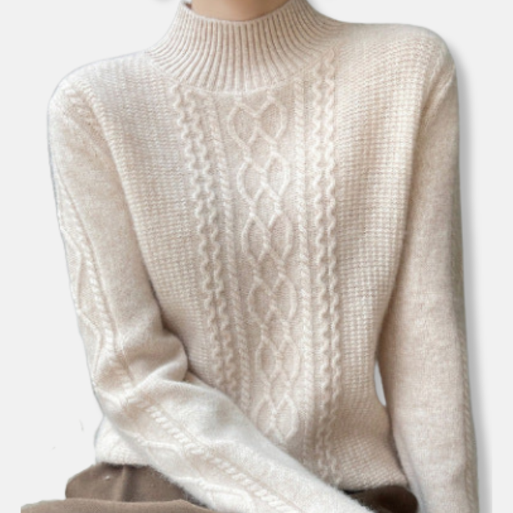 Drune | Sweater - Soft-Touch Strick - Lockere Passform - Mock Neck - Kabelstrickmuster