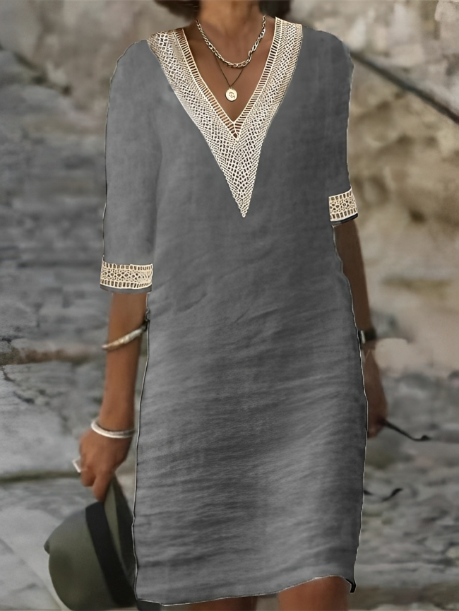 Drune | Chic Baumwoll-Leinen-Kleid für Frauen
