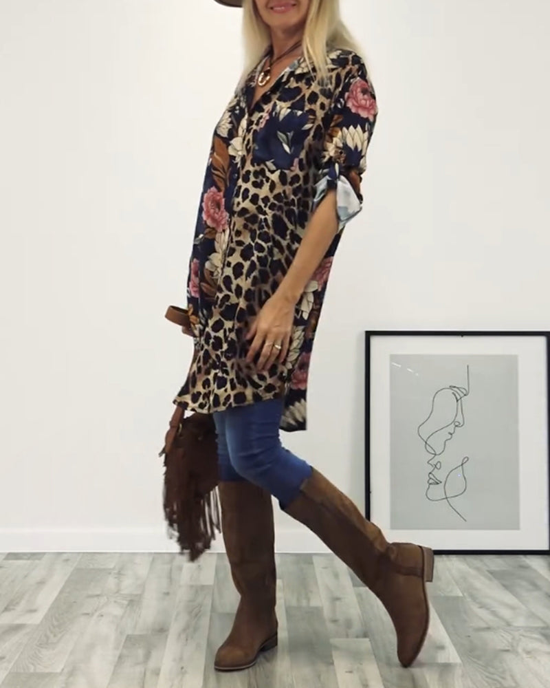 Drune | Patchwork Hemd mit Leopardenmuster