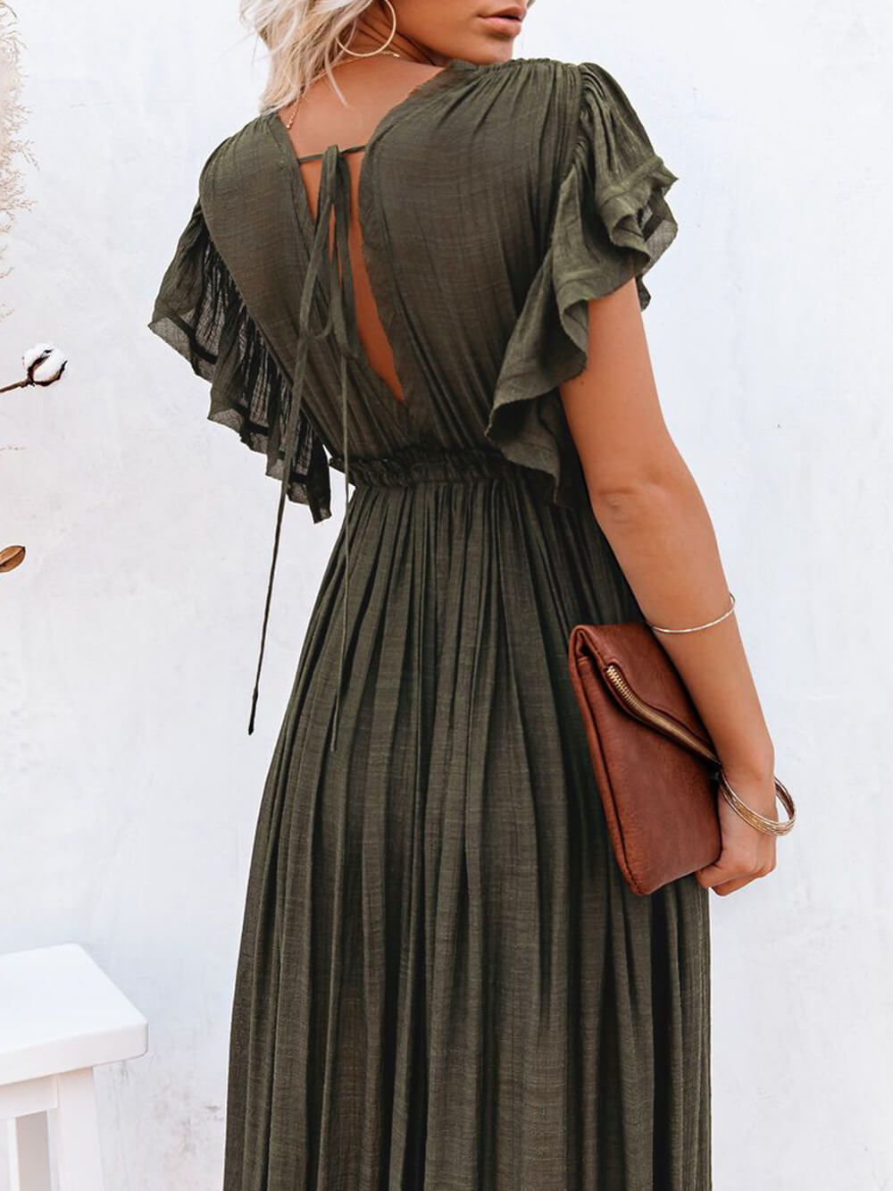 Drune | Stil Maxi Kleid mit Flatterärmeln für Frauen