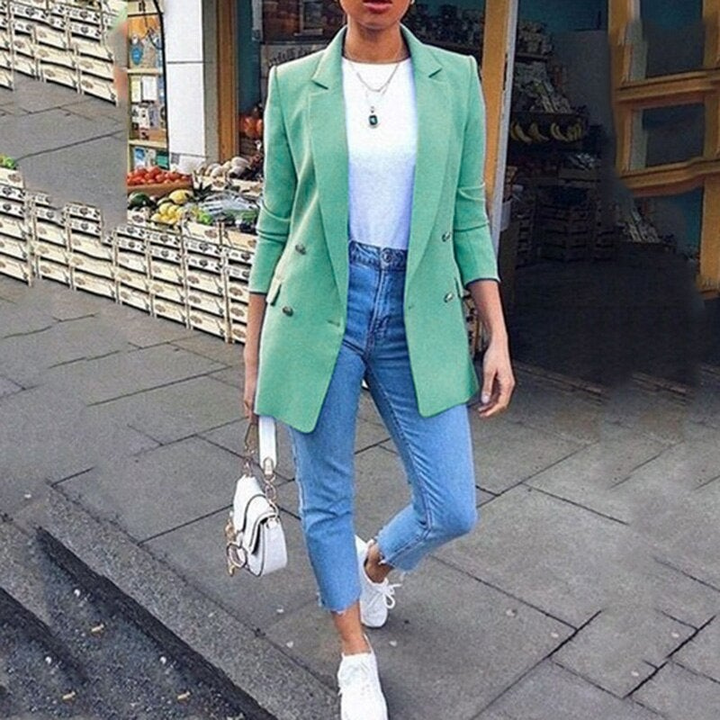 Drune | Damen Blazer Eleganter Longblazer Mit 3/4 Ärmeln, Ideal Für Business Looks