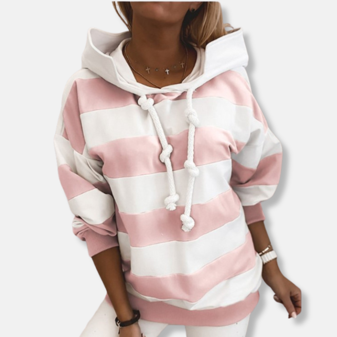 Drune | Lockere Passform Hoodie - Gestreifter lässiger Hoodie
