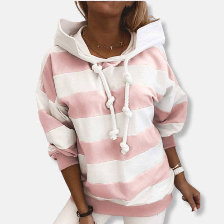 Drune | Lockere Passform Hoodie - Gestreifter lässiger Hoodie