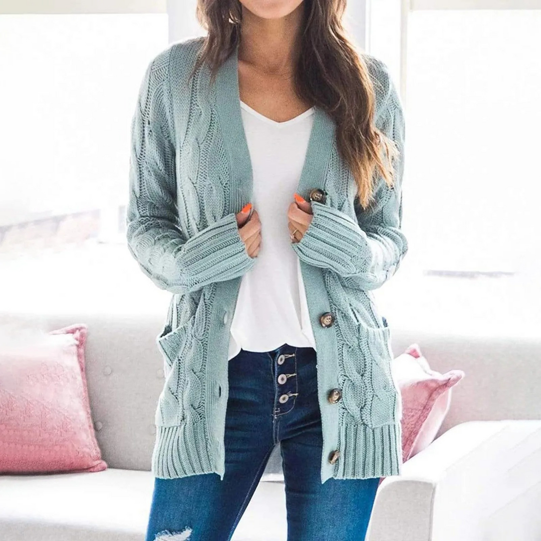Drune | Stylische Lange Strickjacke Für Damen Mit Knopfleiste