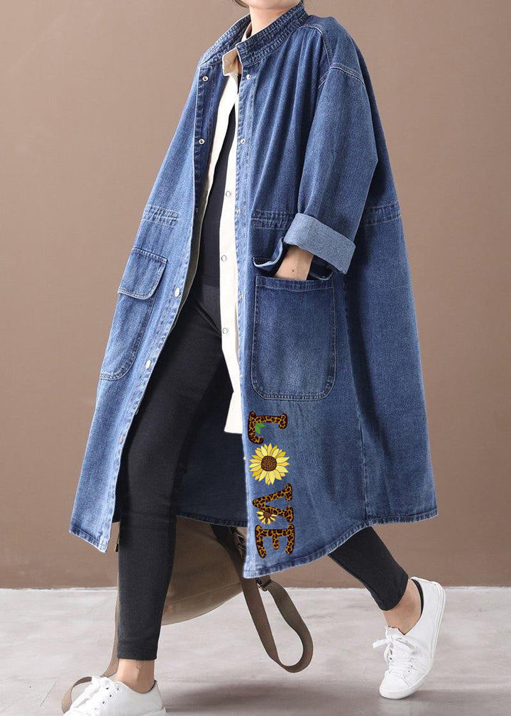 Drune | Denim Blauer Plus Size Trenchcoat Mit Kordelzug