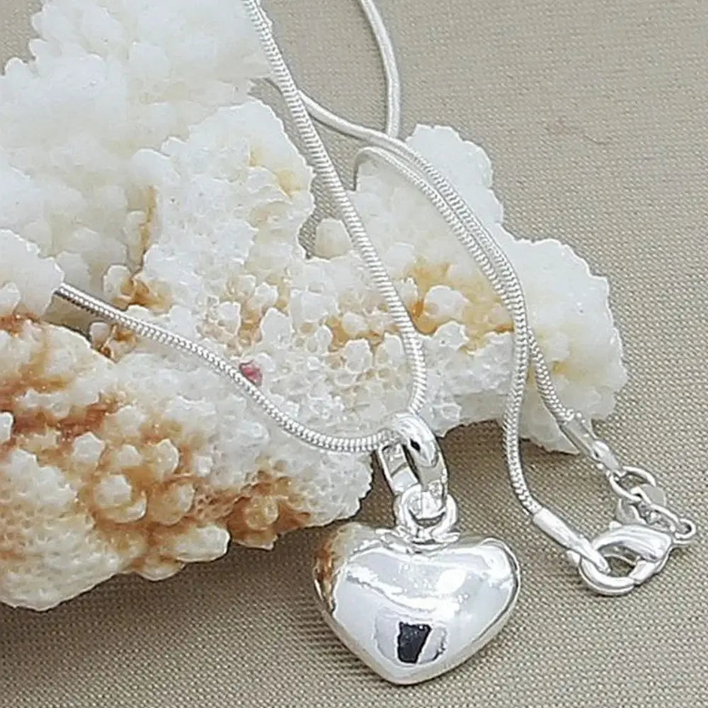 Drune | Sterling Silber Massiv Herz Kette Schlangenkette Für Damen