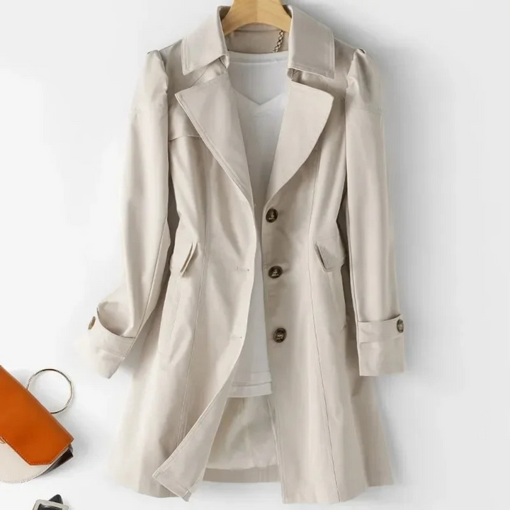 Drune | Koreanischer einreihiger mittellanger Trenchcoat für Damen
