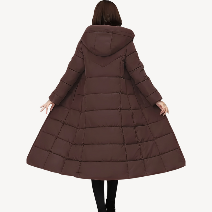 Drune | Damen Lange Pufferjacke mit Kapuze