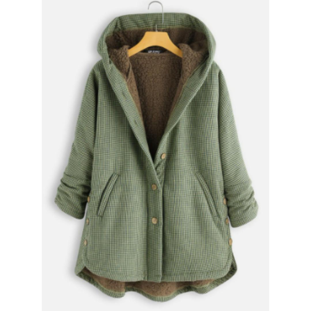 Drune | Kapuzen-Sherpa-Jacke - Fleecegefütterter Druckknopf-Mantel - Warme lässige Outdoor-Bekleidung Kanada