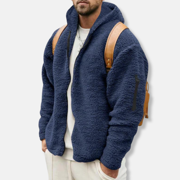 Drune | Kapuzenpullover Sherpa Fleece Lässiger Schnitt Reißverschluss Gerippte Bündchen