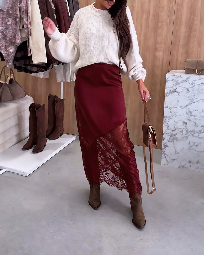 Drune | Satinrock mit Spitzen Patchwork