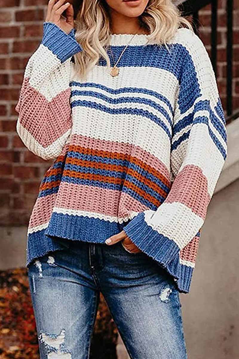 Drune | Eleganter Winterpullover mit Streifenmuster für Frauen