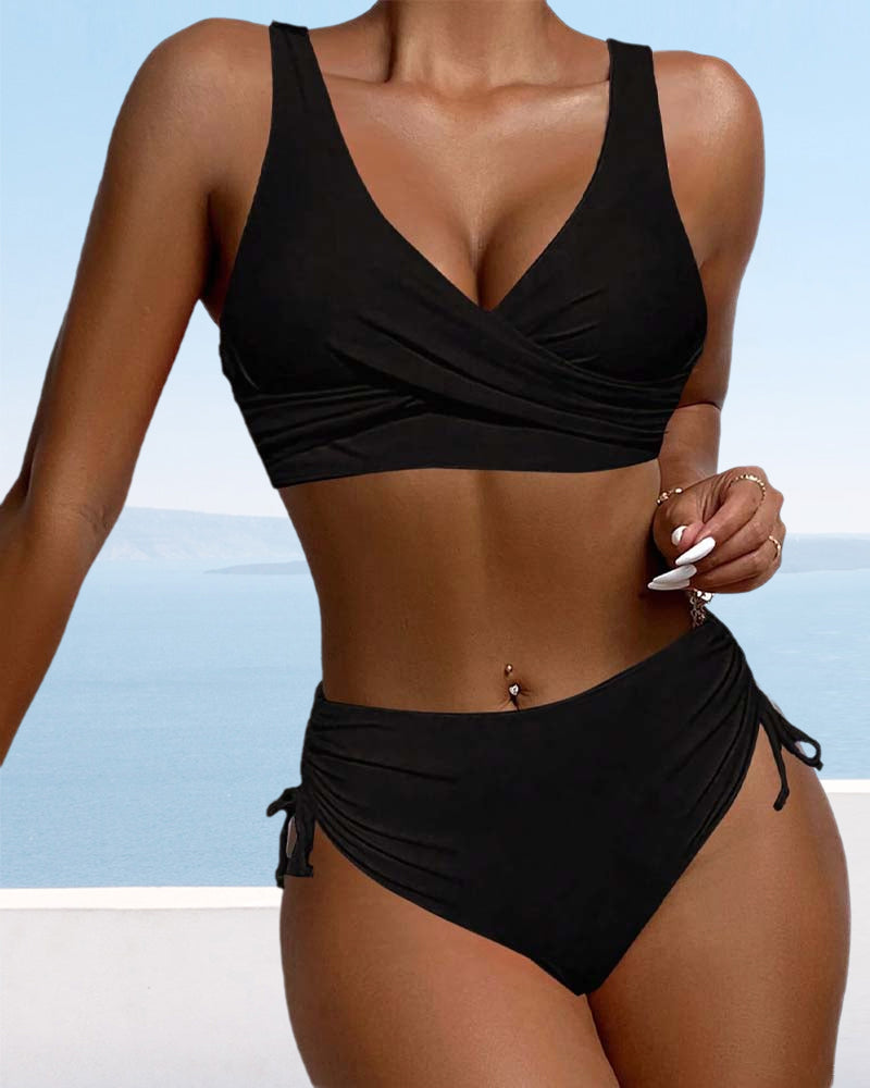 Drune | bikini-badeanzug mit kordelzug und schnürung hinten