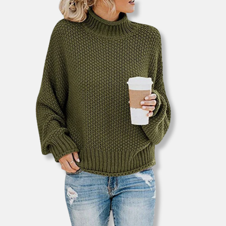 Drune | Pullover - Oversized Wollmischung - Grobstrick - Raglanärmel - Hoher Kragen