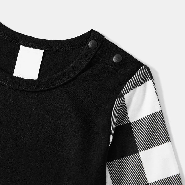 Drune | Schwarz-Weiße Karierte Weihnachtspyjama-Set Mit "Christmas Crew Making Memories Together" Schwarz & Weiß Textdruck
