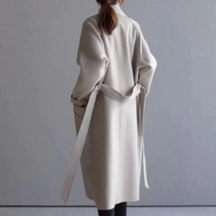 Drune | Lange Wolljacke Klassische Passform Doppelreihig Mit Gürtel Elegantes Design
