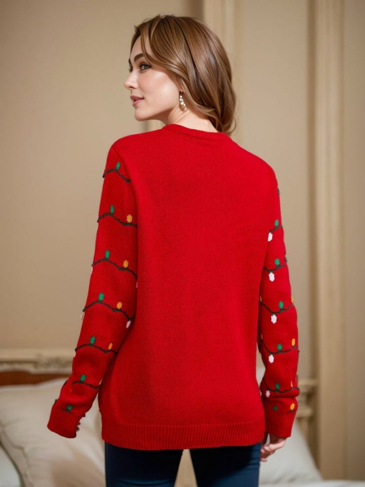 Drune | Bestickter Weihnachtbaum Strickpullover