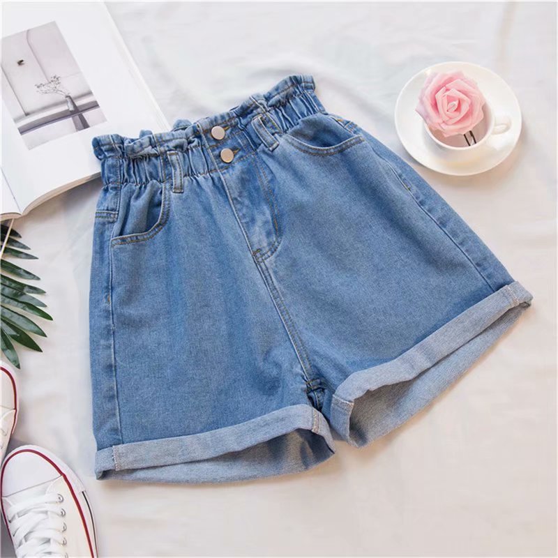 Damen Denim-Shorts mit hohem Bund und elastischem Taillenbereich Drune