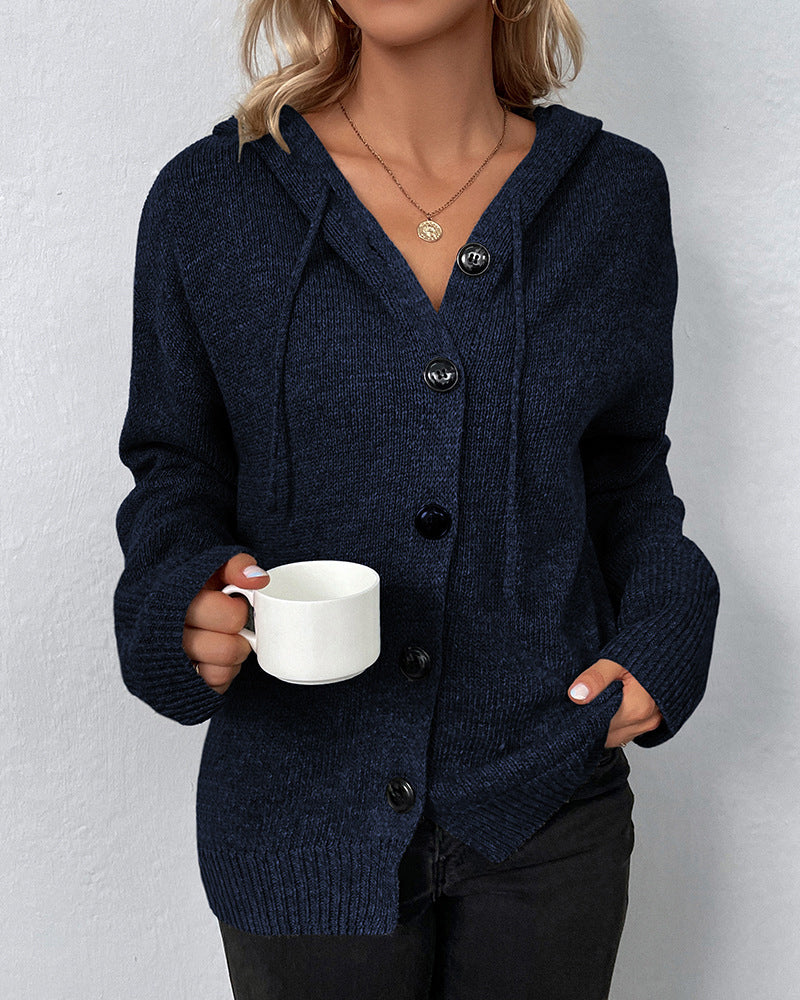Drune | Schlichter Cardigan mit Kapuze und Schnüren
