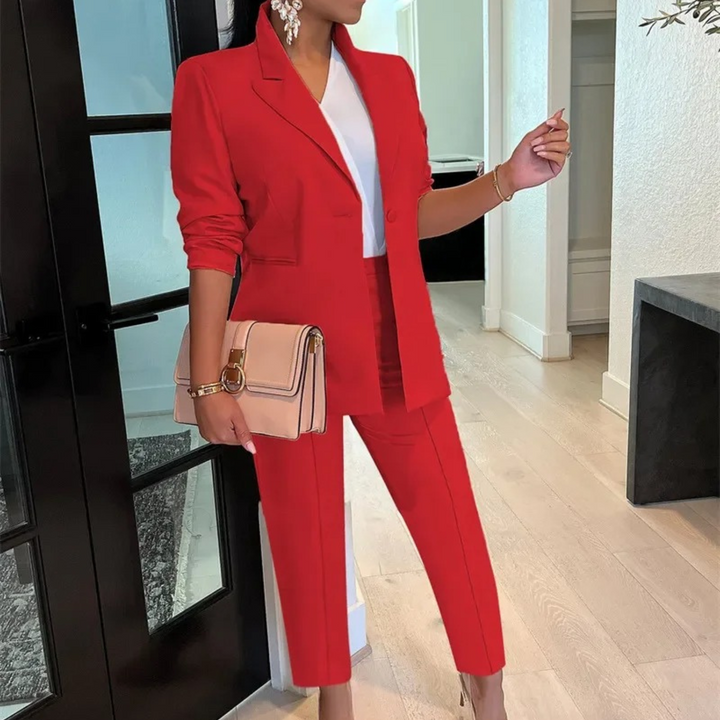 Drune - Schicke Herbst Bürostil Blazer und Hosen Set für Frauen