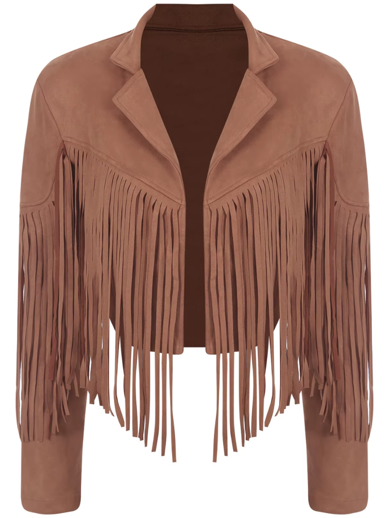 Drune | Braune Jacke mit Fransen