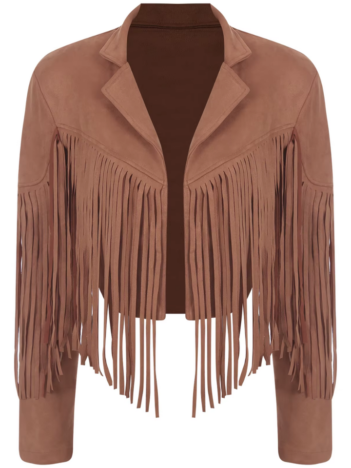 Drune | Braune Jacke mit Fransen