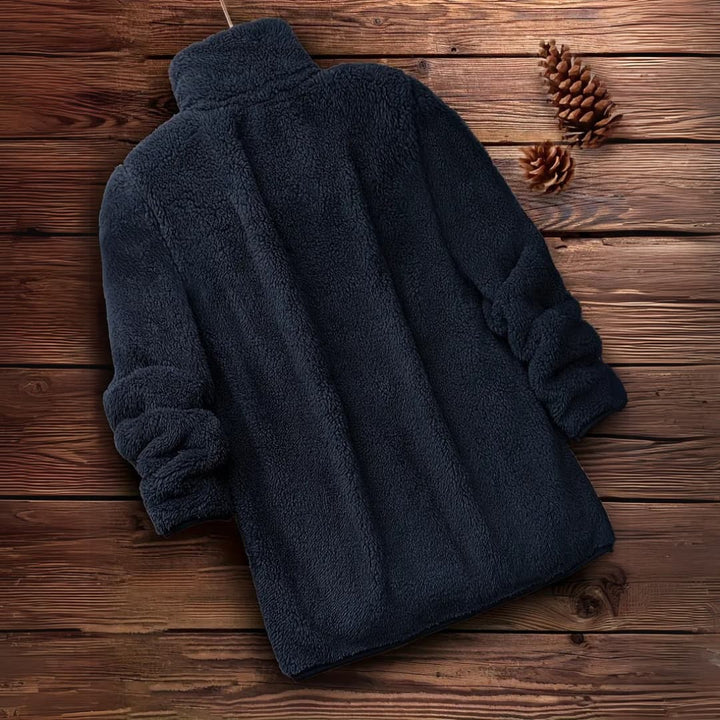 Drune | Damen Teddy Zip-Up Pullover Lässig Langarm Winterjacke