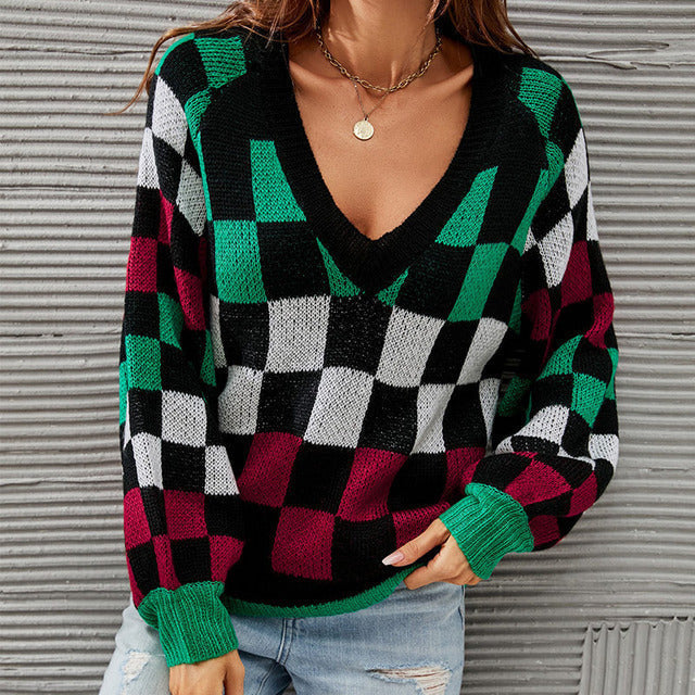 Drune | Gepunkteter Strickpullover mit Ballonärmeln Polyester Elegant, Bequem