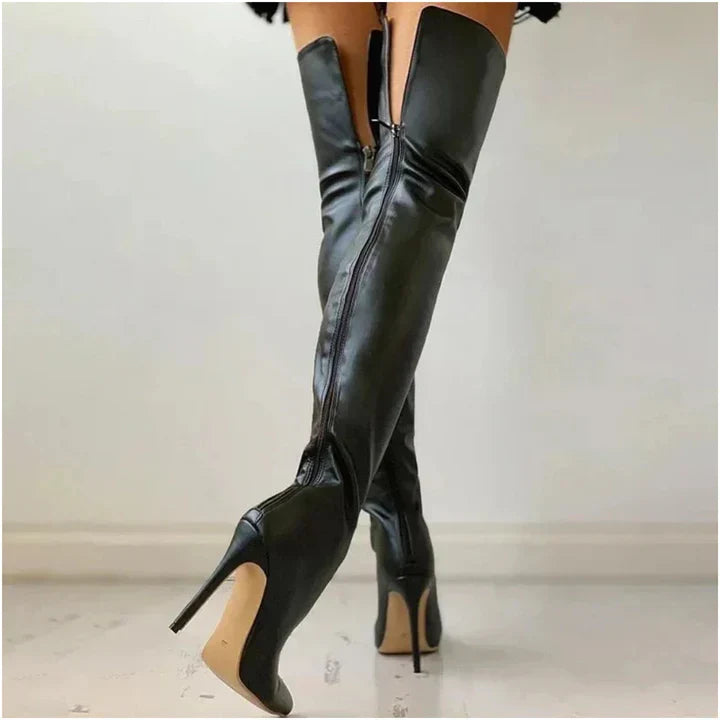 Drune | Bequeme Hochhackige Schuhe für Frauen Oberschenkel Hoch