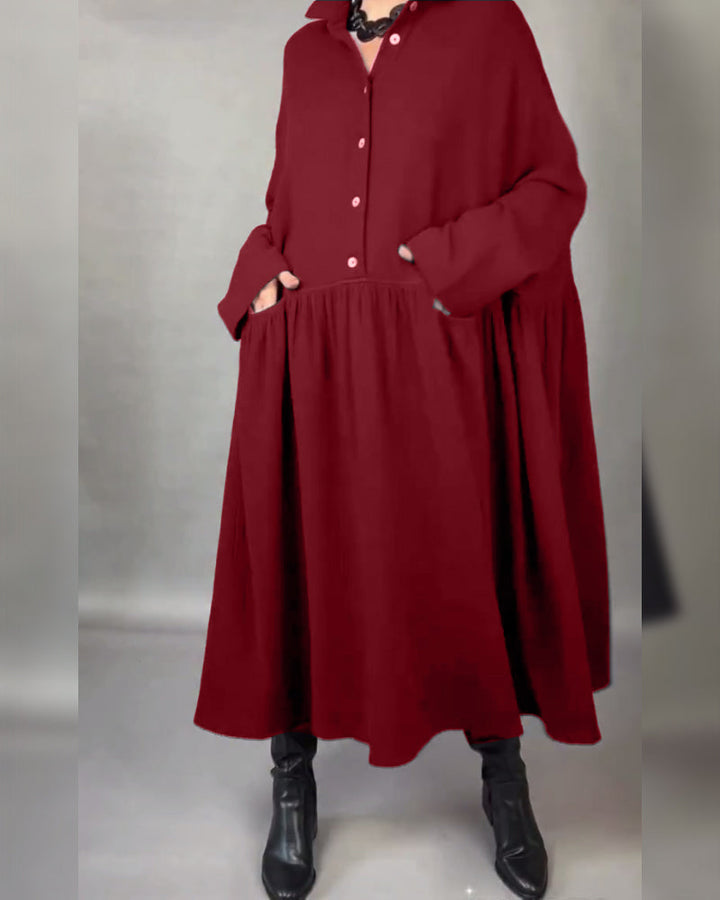 Drune | A-Linien Kleid mit Revers und Knöpfen