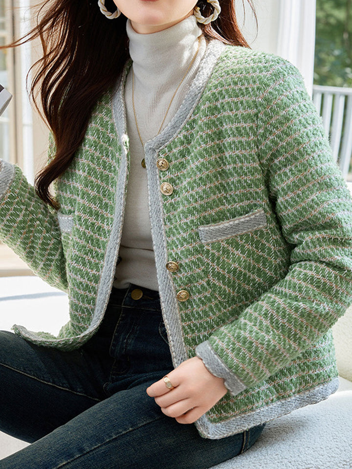 Drune | Klassische Rundhalsgarnknopf-Tweedjacke