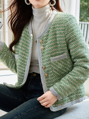 Drune | Klassische Rundhalsgarnknopf-Tweedjacke