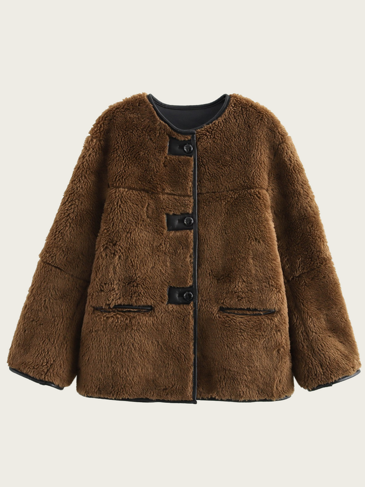 Drune | Damen Teddyjacke mit Knopfverschluss