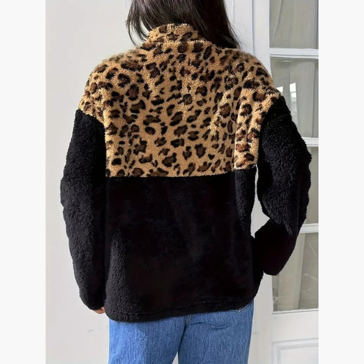 Drune | Leopardenmuster Fleecepullover für Damen