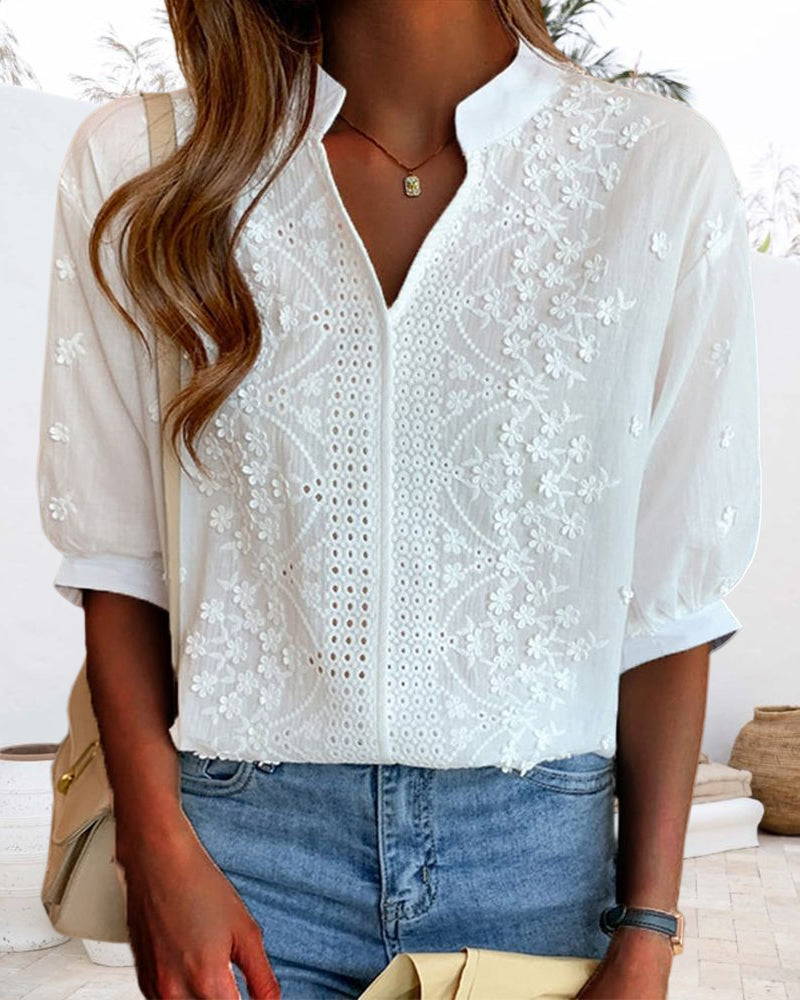 Drune - Weiße Bluse mit Puffärmeln