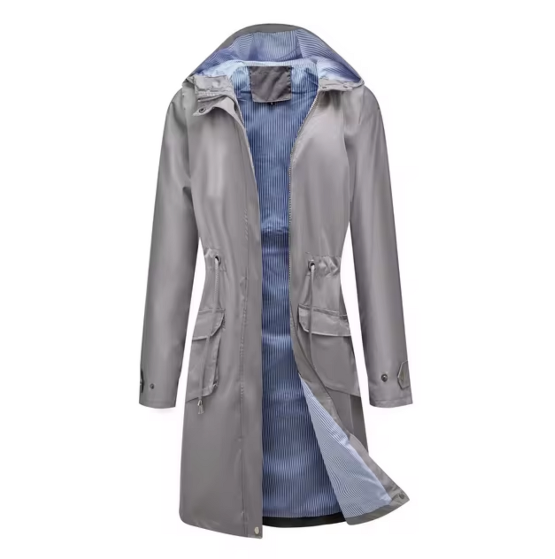Drune | Lange wasserdichte Jacke mit Kapuze für Damen