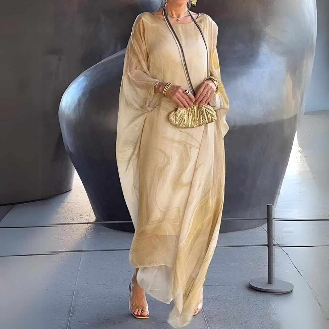 Drune | Bauchbedeckendes Seiden-Chiffon-Kleid