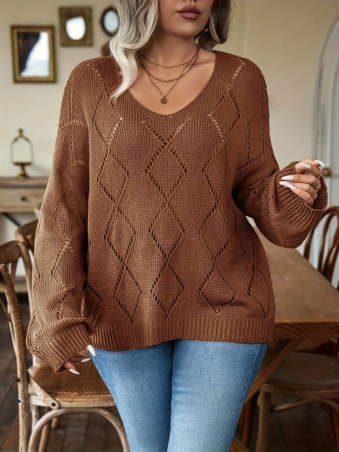 Drune | Damen Übergroßer Strickpullover in Übergröße