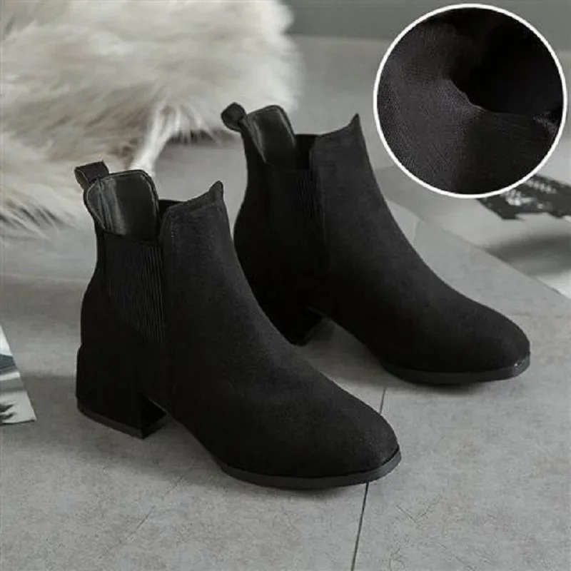 Drune | Elegante Einstieg Ankleboots mit Blockabsatz Damen Ankleboots