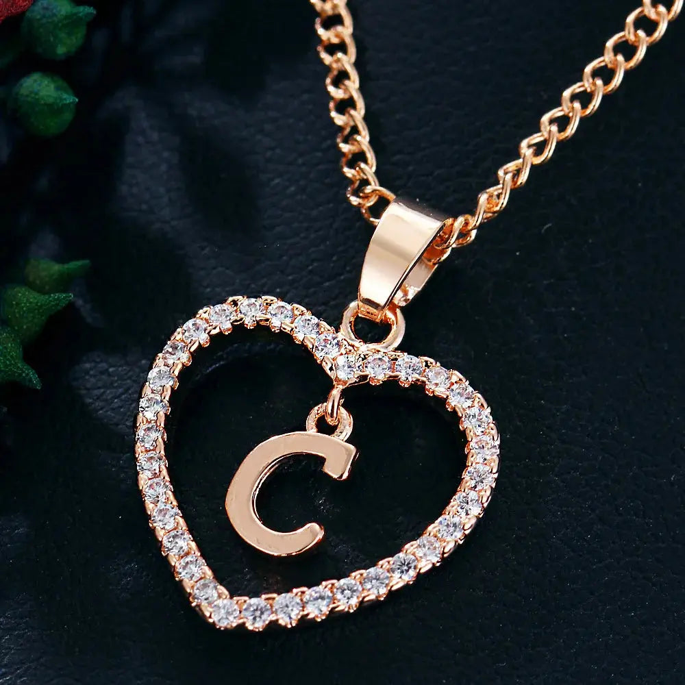 Drune | Buchstaben Zirkon Liebe Kette Schmuck Anhänger